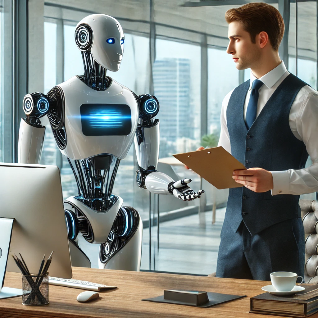Robot helping a man to increase productivity